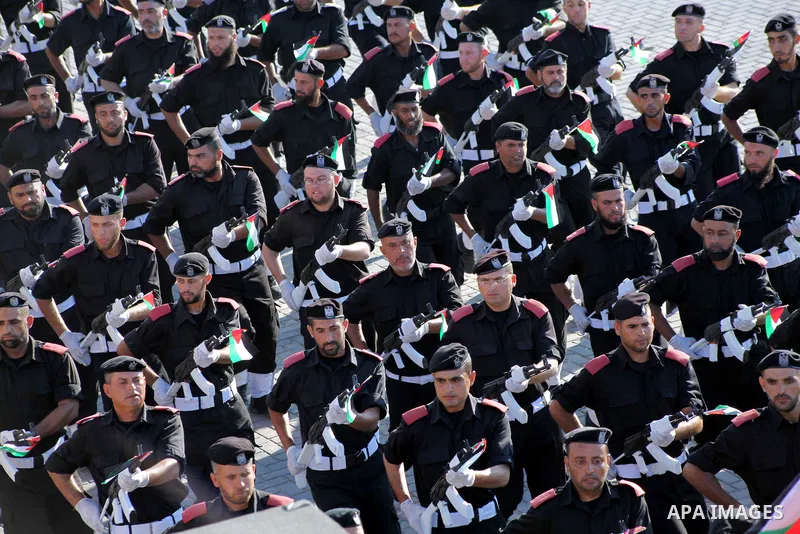 Graduating Hamas's police officers march during a ceremony in Gaza City on July 05, 2012. Hamas has governed the Gaza Strip since June 2007, after it won a majority of seats in the Palestinian Parliament in the January 2...