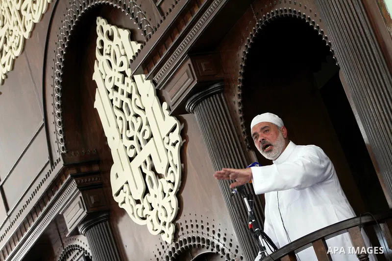 Palestinian Prime Minister in Gaza Ismail Haniyeh speaks during Friday prayer in Deir al-Balah in the center of Gaza Strip on 06 July 2012. A Palestinian official said Thursday, July 5, 2012 that Gaza's prime minister wi...