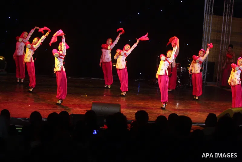 Dancers from China Disabled People's Performing Art Troupe, perform a show called ''My Dream'' during the last day of Palestine International Festival in the West Bank city of Ramallah on July 8, 2012. Photo by Issam Rim...