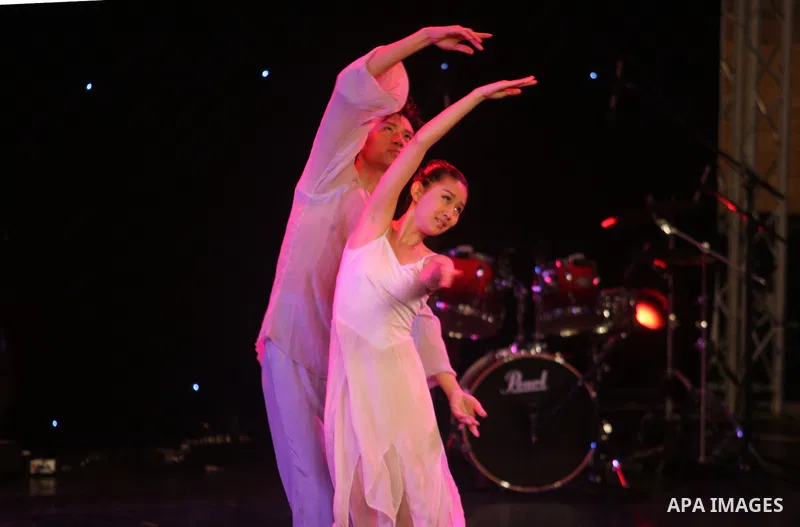 Dancers from China Disabled People's Performing Art Troupe, perform a show called ''My Dream'' during the last day of Palestine International Festival in the West Bank city of Ramallah on July 8, 2012. Photo by Issam Rim...