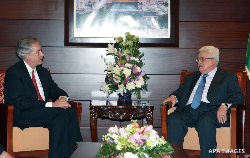 Palestinian President, Mahmoud Abbas (Abu Mazen) meets with U.S. Deputy secretary of State, William Burns, in the West Bank city of Ramallah, on July 11 2012. Photo by Thaer Ganaim