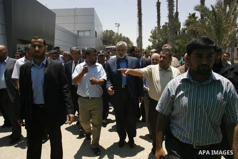 Palestinian Prime Minister in the Gaza Strip, Ismail Haniyeh visits Rafah border crossing in southern Gaza Strip, on July 11 2012. Islamic Relief provided million for the reconstruction of the Rafah border crossing betwe...