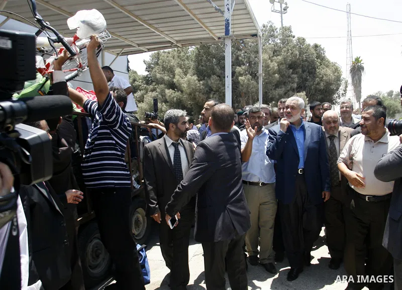 Palestinian Prime Minister in the Gaza Strip, Ismail Haniyeh visits Rafah border crossing in southern Gaza Strip, on July 11 2012. Islamic Relief provided million for the reconstruction of the Rafah border crossing betwe...