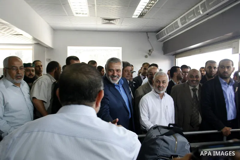 Palestinian Prime Minister in the Gaza Strip, Ismail Haniyeh visits Rafah border crossing in southern Gaza Strip, on July 11 2012. Islamic Relief provided million for the reconstruction of the Rafah border crossing betwe...