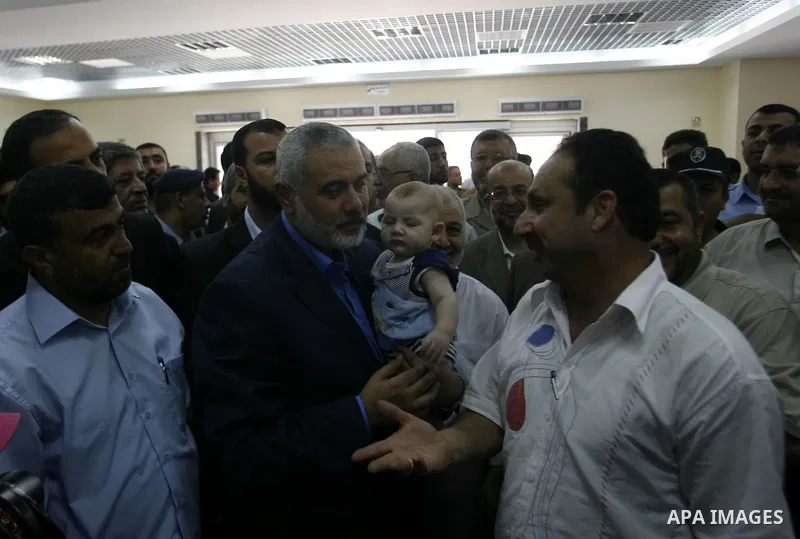 Palestinian Prime Minister in the Gaza Strip, Ismail Haniyeh visits Rafah border crossing in southern Gaza Strip, on July 11 2012. Islamic Relief provided million for the reconstruction of the Rafah border crossing betwe...