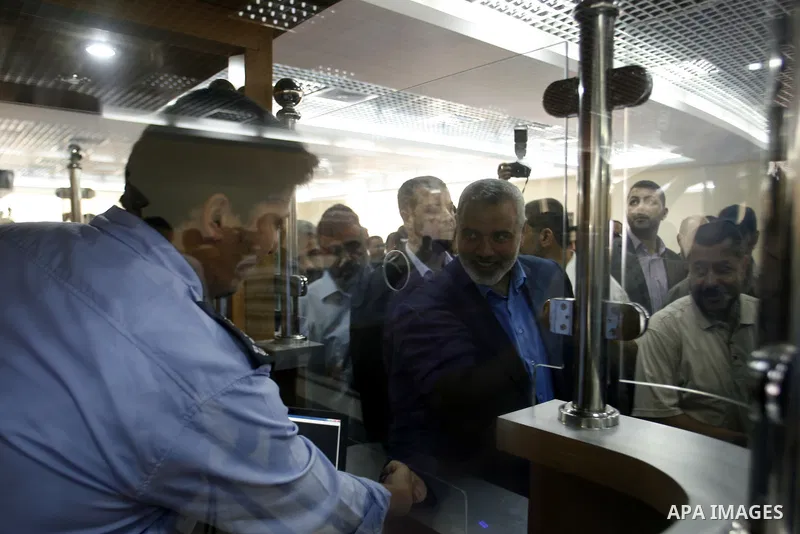 Palestinian Prime Minister in the Gaza Strip, Ismail Haniyeh visits Rafah border crossing in southern Gaza Strip, on July 11 2012. Islamic Relief provided million for the reconstruction of the Rafah border crossing betwe...
