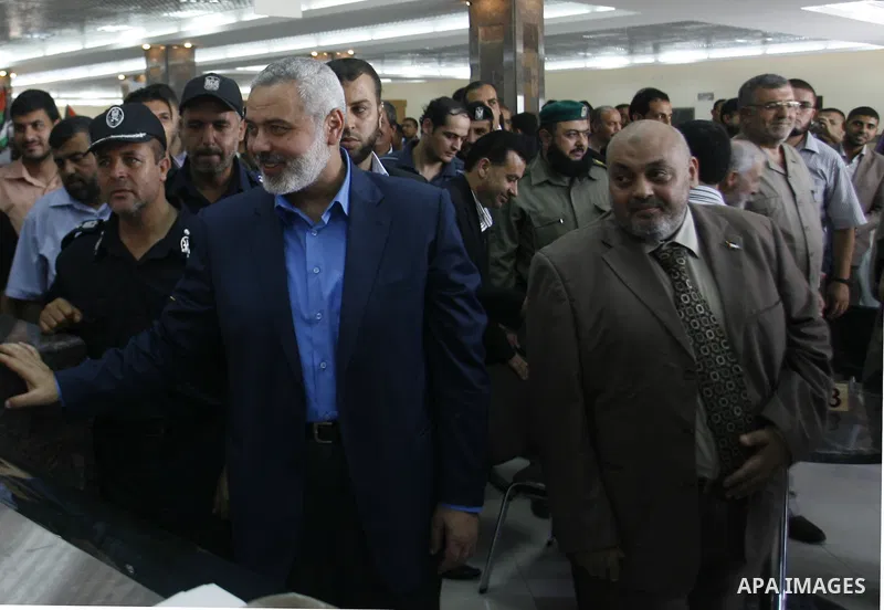 Palestinian Prime Minister in the Gaza Strip, Ismail Haniyeh visits Rafah border crossing in southern Gaza Strip, on July 11 2012. Islamic Relief provided million for the reconstruction of the Rafah border crossing betwe...