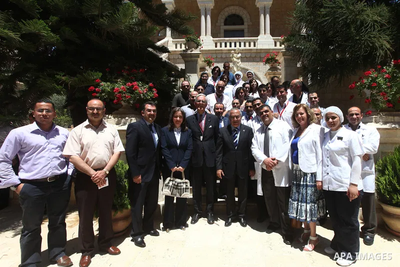 Palestinian Prime Minister, Salam Fayyad participate in the opening of new sections in the Holy Family Hospital in the West Bank city of Bethlehem, on July, 14, 2012. Photo by Mustafa Abu Dayeh