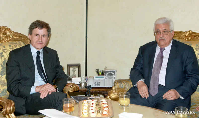 Palestinian President, Mahmoud Abbas (Abu Mazen) meets with the mayor of Rome in Rome, in July 16, 2012. Photo by Thaer Ganaim