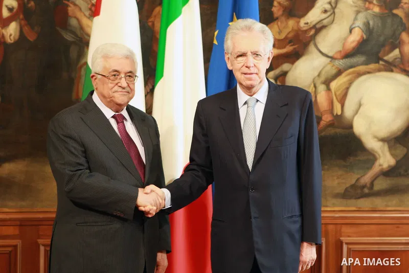 Palestinian President, Mahmoud Abbas (Abu Mazen) meets with Italian Prime Minister Monty in Rome on July 17, 2012. Photo by Thaer Ghanaim. Photo by Thaer Ghanaim