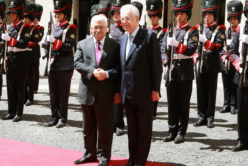 Palestinian President, Mahmoud Abbas (Abu Mazen) meets with Italian Prime Minister Monty in Rome on July 17, 2012. Photo by Thaer Ghanaim. Photo by Thaer Ghanaim