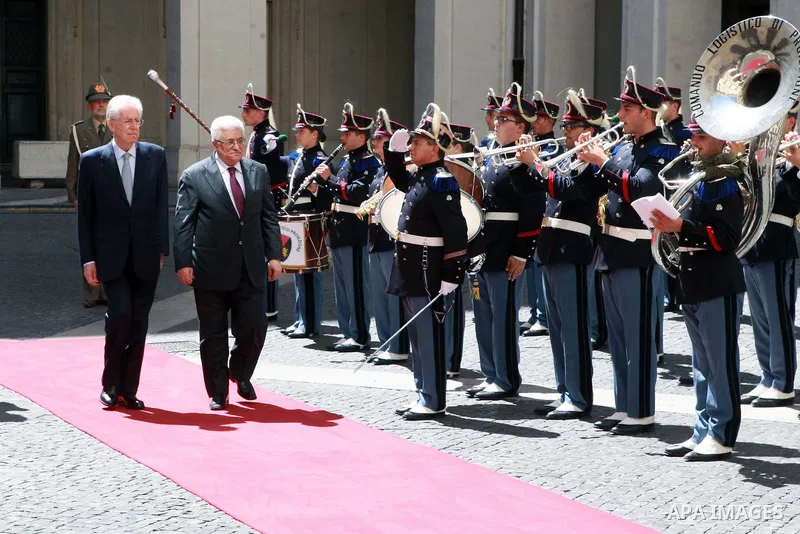 Palestinian President, Mahmoud Abbas (Abu Mazen) meets with Italian Prime Minister Monty in Rome on July 17, 2012. Photo by Thaer Ghanaim. Photo by Thaer Ghanaim