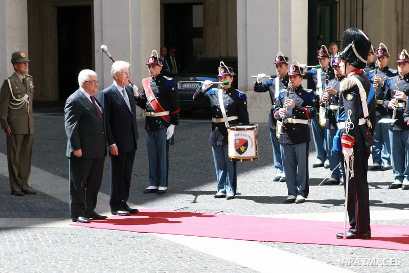 Palestinian President, Mahmoud Abbas (Abu Mazen) meets with Italian Prime Minister Monty in Rome on July 17, 2012. Photo by Thaer Ghanaim. Photo by Thaer Ghanaim