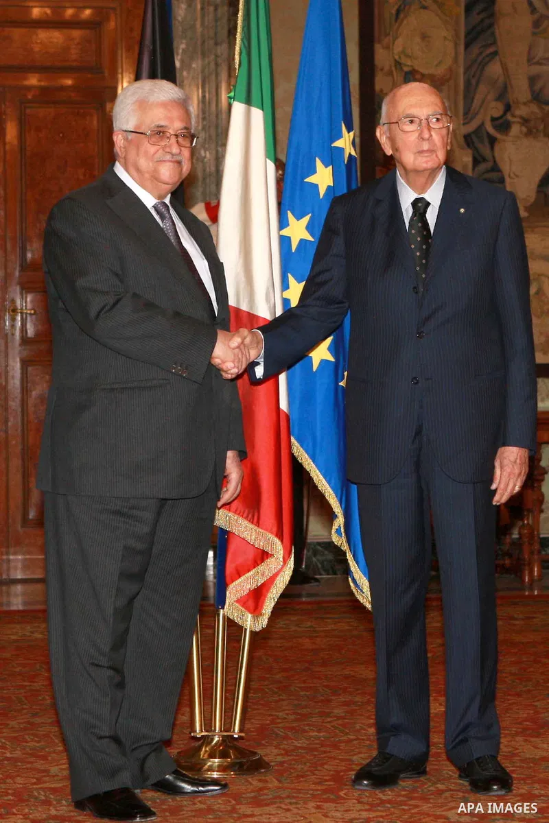 Palestinian President, Mahmoud Abbas (Abu Mazen) meets with the President of Italy in Rome on July 17, 2012. Photo by Thaer Ghanaim. Photo by Thaer Ghanaim