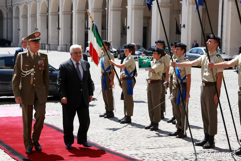 Palestinian President, Mahmoud Abbas (Abu Mazen) meets with the President of Italy in Rome on July 17, 2012. Photo by Thaer Ghanaim. Photo by Thaer Ghanaim