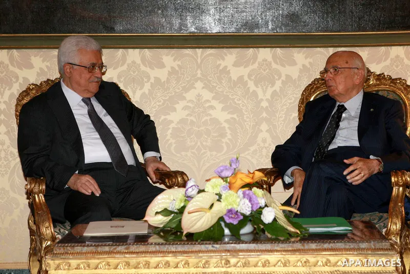 Palestinian President, Mahmoud Abbas (Abu Mazen) meets with the President of Italy in Rome on July 17, 2012. Photo by Thaer Ghanaim. Photo by Thaer Ghanaim