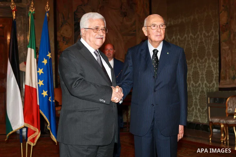 Palestinian President, Mahmoud Abbas (Abu Mazen) meets with the President of Italy in Rome on July 17, 2012. Photo by Thaer Ghanaim. Photo by Thaer Ghanaim
