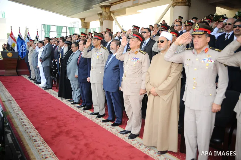 Egypt's Islamist President Mohamed Mursi during a medal ceremony for graduates at the Egyptian Military Academy in Cairo July 17, 2012. Fadi Fares / Egyptian Presidency