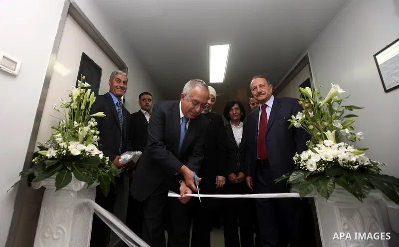 Palestinian Prime Minister Salam Fayyad during the opening new sections in Al-Quds company for medical products, in the West Bank city of Ramallah. on 18 July 2012. Photo by Mustafa Abu Dayeh