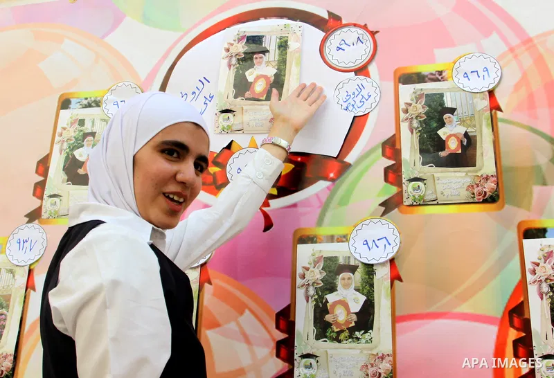 A Palestinian high school student and the first in section science , Dima Jabri, after hear her result in the West Bank City of Nablus on July 19, 2012. The Ministry of Education in Gaza Strip and the West Bank announced...