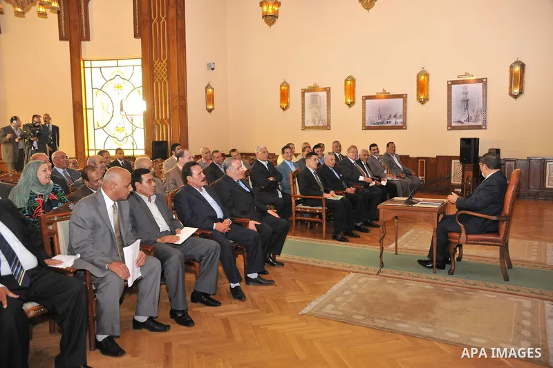 Egyptian President Mohamed Morsi delivering a speech to the Egyptian Labour and Union representatives at the Presidential Palace in Cairo, on July 25, 2012. Photo by Ahmed Fouad \ EGYPTIAN PRESIDENCY
