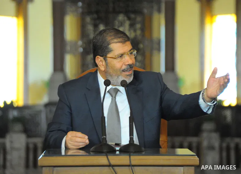 Egyptian President Mohamed Morsi delivering a speech to the Egyptian Labour and Union representatives at the Presidential Palace in Cairo, on July 25, 2012. Photo by Mohammed Smaha \ EGYPTIAN PRESIDENCY