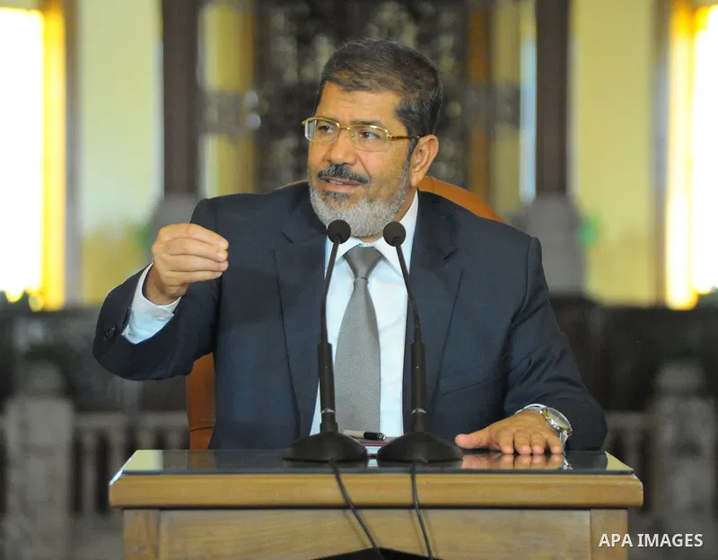 Egyptian President Mohamed Morsi delivering a speech to the Egyptian Labour and Union representatives at the Presidential Palace in Cairo, on July 25, 2012. Photo by Mohammed Smaha \ EGYPTIAN PRESIDENCY