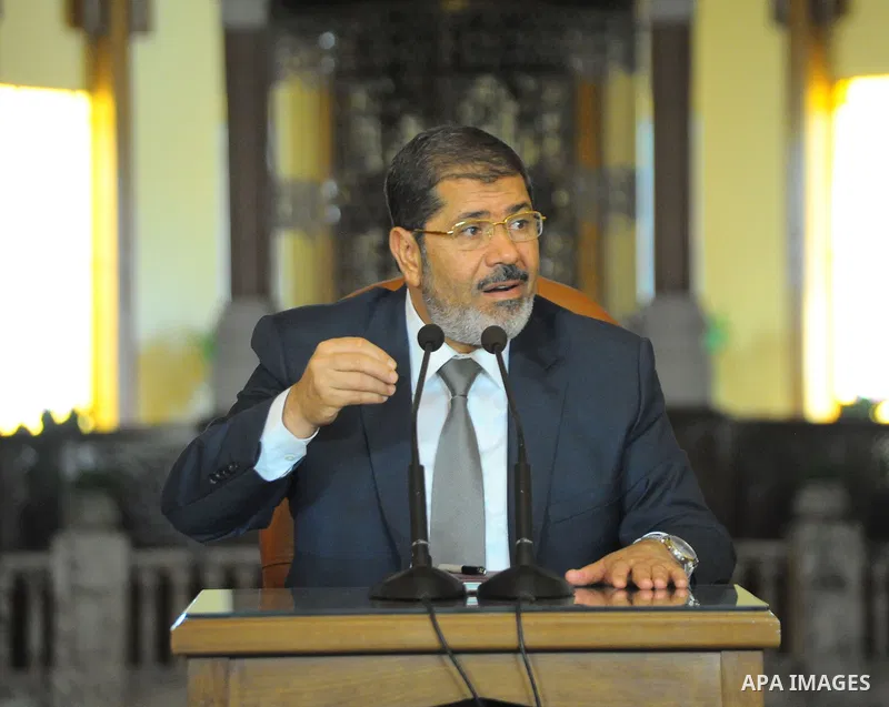 Egyptian President Mohamed Morsi delivering a speech to the Egyptian Labour and Union representatives at the Presidential Palace in Cairo, on July 25, 2012. Photo by Mohammed Smaha \ EGYPTIAN PRESIDENCY