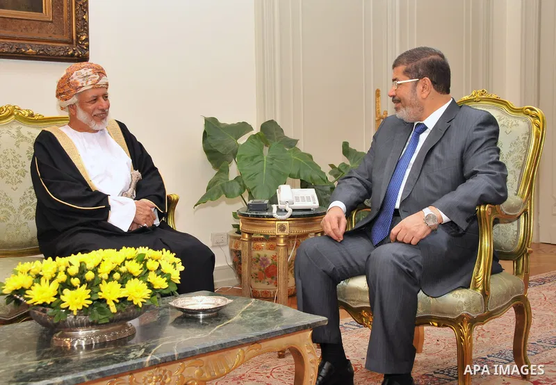 Egyptian President Mohamed Morsi (R) meeting with Foreign Minister of Oman Yusuf bin Alawi, at the presidential palace, in Cairo, Egypt, 29 July 2012. Photo by Ahmed Fouad \ EGYPTIAN PRESIDENCY