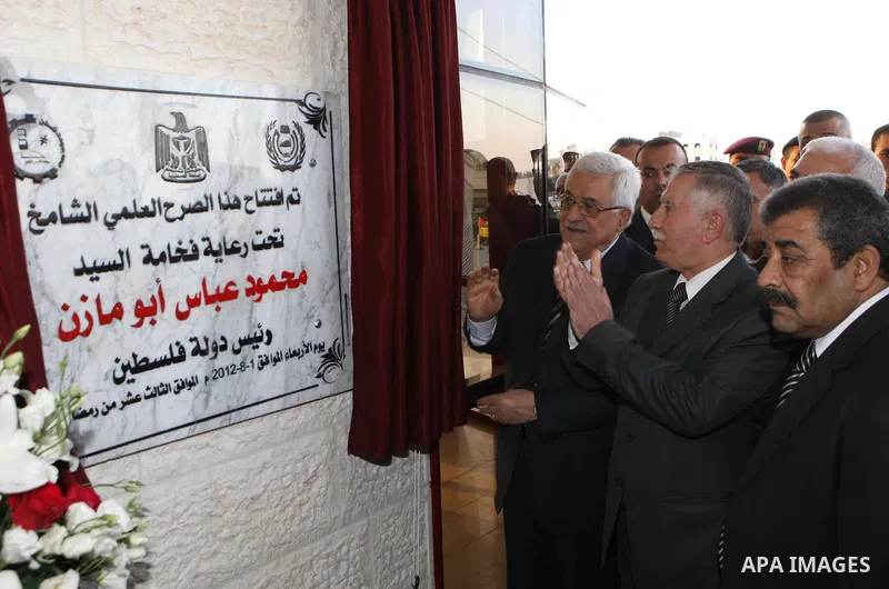 Palestinian President, Mahmoud Abbas (Abu Mazen), attends in the opening of the Faculty of Engineering at the Politktnk University in the West Bank city of Hebron on, Aug. 01, 2012. Photo by Thaer Ganaim