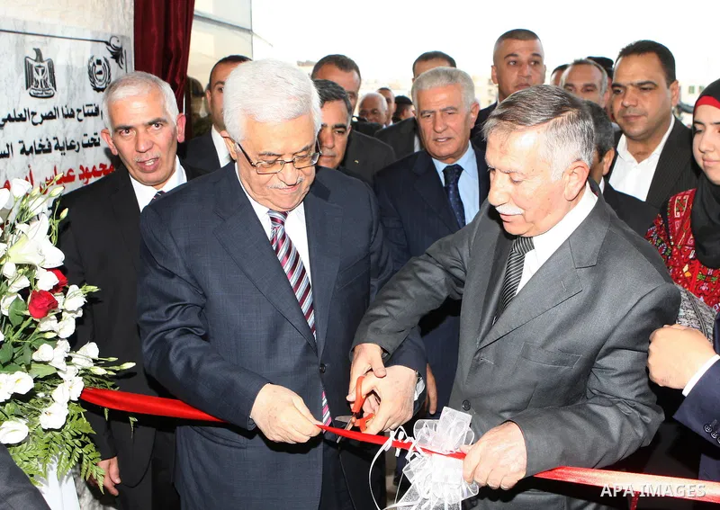 Palestinian President, Mahmoud Abbas (Abu Mazen), attends in the opening of the Faculty of Engineering at the Politktnk University in the West Bank city of Hebron on, Aug. 01, 2012. Photo by Thaer Ganaim