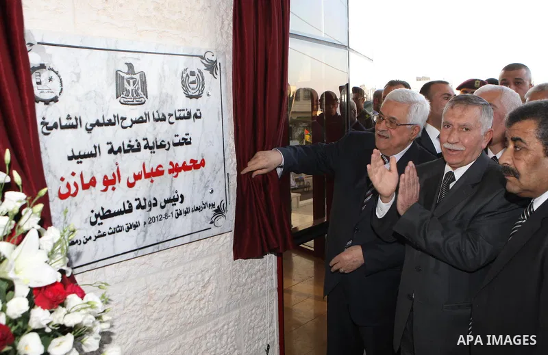 Palestinian President, Mahmoud Abbas (Abu Mazen), attends in the opening of the Faculty of Engineering at the Politktnk University in the West Bank city of Hebron on, Aug. 01, 2012. Photo by Thaer Ganaim