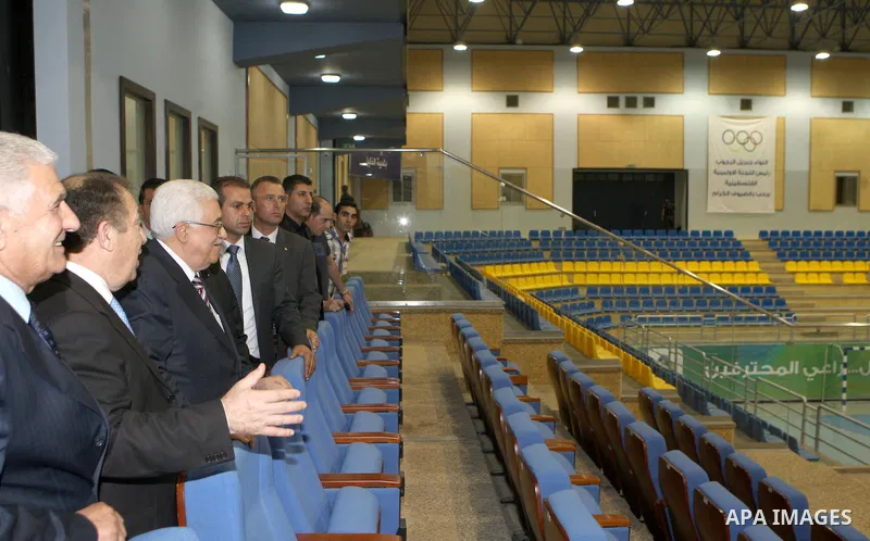 Palestinian President, Mahmoud Abbas (Abu Mazen), visits sports hall in the West Bank city of Hebron on, Aug. 01, 2012. Photo by Thaer Ganaim