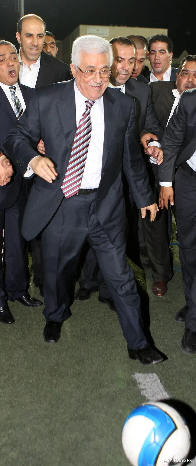 Palestinian President, Mahmoud Abbas (Abu Mazen), visits sports stadium in the West Bank city of Hebron on, Aug. 01, 2012. Photo by Thaer Ganaim