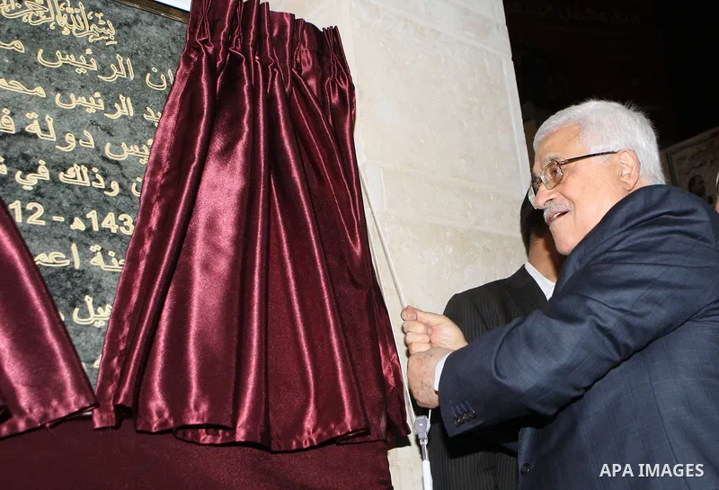 Palestinian President, Mahmoud Abbas (Abu Mazen), participates in the opening the field of President Mahmoud Abbas, the center the West Bank city of Hebron on, Aug. 01, 2012. Photo by Thaer Ganaim