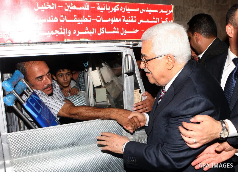 Palestinian President, Mahmoud Abbas (Abu Mazen), participates in the opening the field of President Mahmoud Abbas, the center the West Bank city of Hebron on, Aug. 01, 2012. Photo by Thaer Ganaim