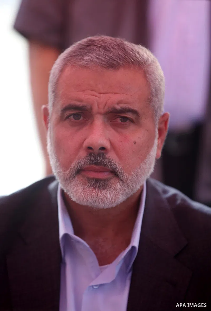 Palestinian Prime Minister in Gaza Strip, Ismail Haniyeh visits the mourning tent of the Egyptian soldiers who were killed on on Rafah border between Egypt and the southern Gaza Strip, on 06 August 2012. Egypt has closed...