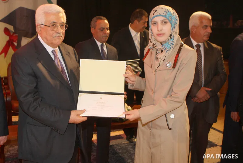 Palestinian President, Mahmoud Abbas (Abu Mazen) participates ceremony honoring high school students, in the West Bank city of Nablus on, Aug. 07, 2012. Photo by Thaer Ganaim