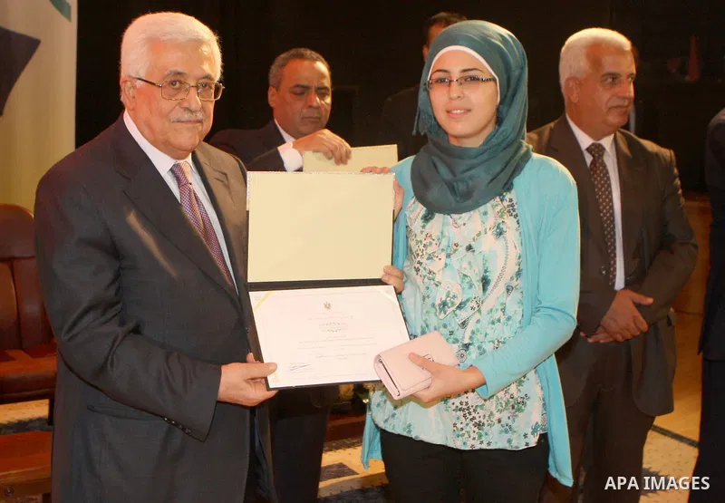 Palestinian President, Mahmoud Abbas (Abu Mazen) participates ceremony honoring high school students, in the West Bank city of Nablus on, Aug. 07, 2012. Photo by Thaer Ganaim