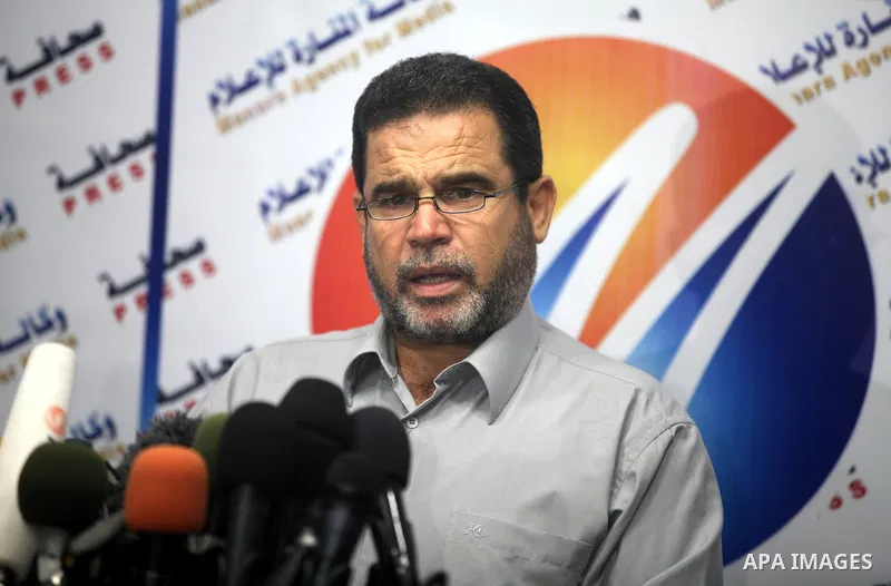 Palestinian Hamas Leader, Salah al-Bardawil speaks during press conference to discus in the last events on Rafah border between Egypt and the southern Gaza Strip, on Aug. 12, 2012. Photo by Majdi Fathi