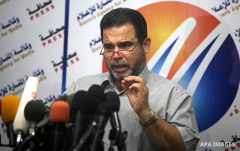 Palestinian Hamas Leader, Salah al-Bardawil speaks during press conference to discus in the last events on Rafah border between Egypt and the southern Gaza Strip, on Aug. 12, 2012. Photo by Majdi Fathi