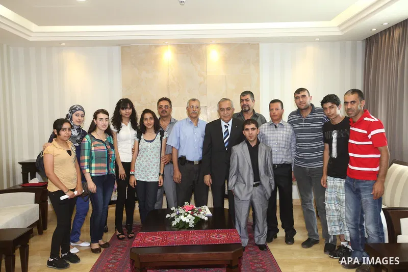 Palestinian Prime Minister, Salam Fayyad meets with the delegation of the Palestinian Central Chess in the West Bank city of Ramalah, on Agu. 16, 2012. Photo by Mustafa Abu Dayeh