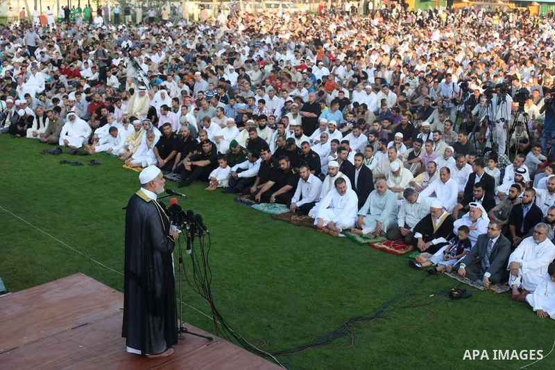 Palestinian Prime Minister in Gaza Strip, Ismail Haniyeh, gives a speech during Eid Al-Fitr prayers in Gaza City August 19, 2012. Eid al-Fitr marks the end of the Muslim holy month of Ramadan. Photo by Ashraf Amra