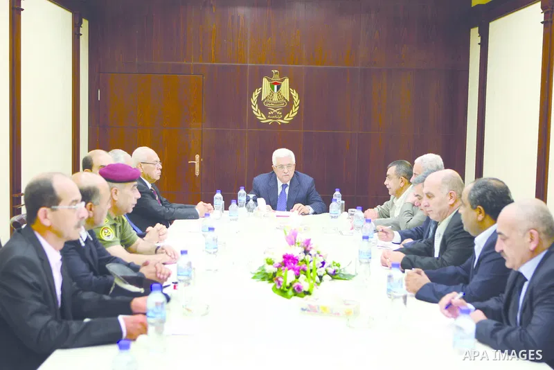 Palestinian President Mahmoud Abbas (Abu Mazen) meets with security chiefs at the presidential headquarters in the West Bank city of Ramallah on Aug 22, 2012. Photo by Thaer Ganaim