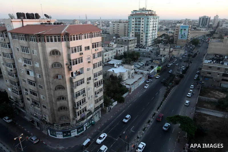 A general view shows Gaza City from the top in the central of Gaza strip, on August 23, 2012. The Gaza Strip has small construction and handicrafts industries, and some farming, including citrus fruits, olives, and lives...
