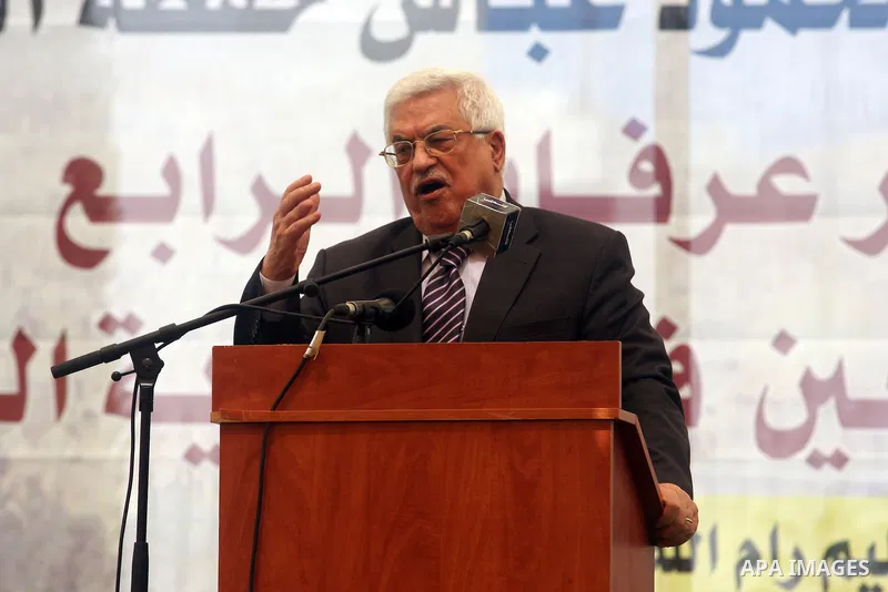 Palestinian President Mahmoud Abbas ( Abu Mazen ) speaks during a graduation ceremony for high school students in the West Bank city of Ramallah, Sunday, Aug 26, 2012. Photo by Issam Rimawi