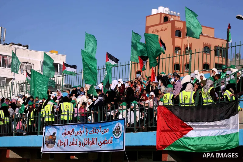 Palestinians attend a festival entitled "Jerusalem in our eyes" organized by Hamas movement, marking the 43rd anniversary of burning down al-Aqsa mosque in Gaza city on 30 Aug 2012. The Australian Jewish Dennis Michael R...