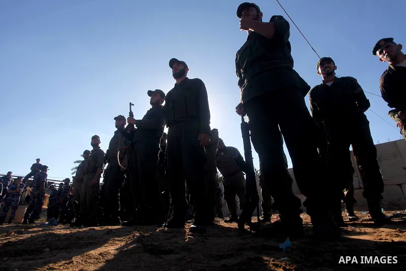 Members of Hamas security forces patrol in a street in Gaza City September 1, 2012. Photo by Ashraf Amra