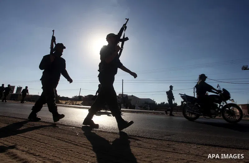 Members of Hamas security forces patrol in a street in Gaza City September 1, 2012. Photo by Ashraf Amra