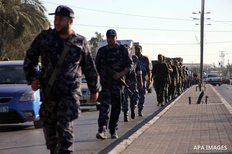 Members of Hamas security forces patrol in a street in Gaza City September 1, 2012. Photo by Ashraf Amra